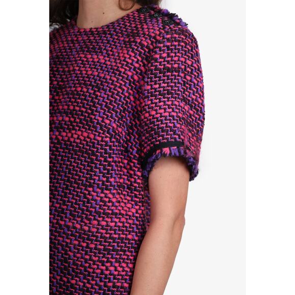 Escada Sport Persian Tweed Sleeved Dress Old Money Purple Pink Raspberry Shift - Picture 2 of 10